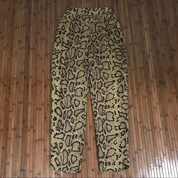 Ann May Silk Snake Print Lined Trousers Slacks - Picture 2 of 6